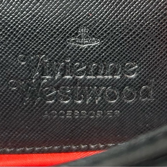 Vivienne Westwood Black Leather Long Wallet w/ Red Interior - Picture 4 of 16